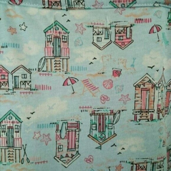 Love Affair Beach Print Shortie Pajama Set Blue Large - Picture 4 of 6